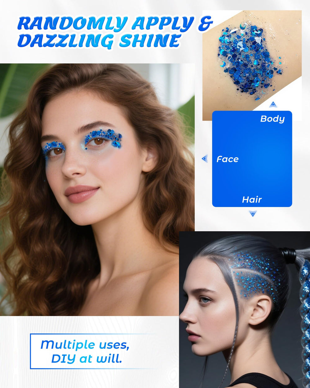 SUMEITANG glitter gel blue shimmer for bold concert look