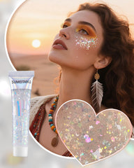 SUMEITANG glitter gel body-glow creates luminous all-over shine for concerts.