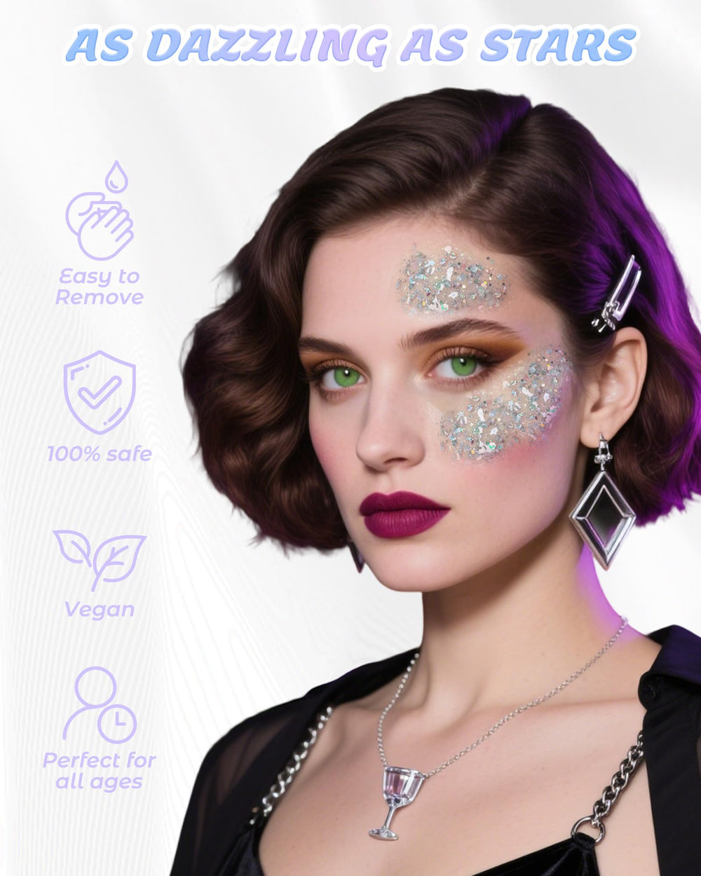 SUMEITANG glitter gel on face and collarbone for easy sparkle
