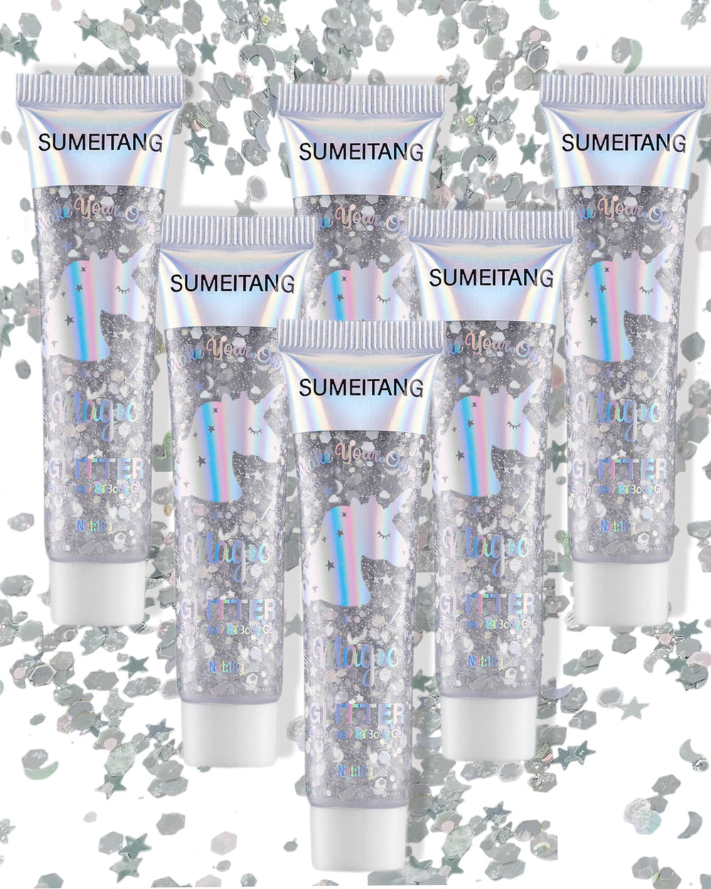 SUMEITANG glitter gel white for face and body glow at events