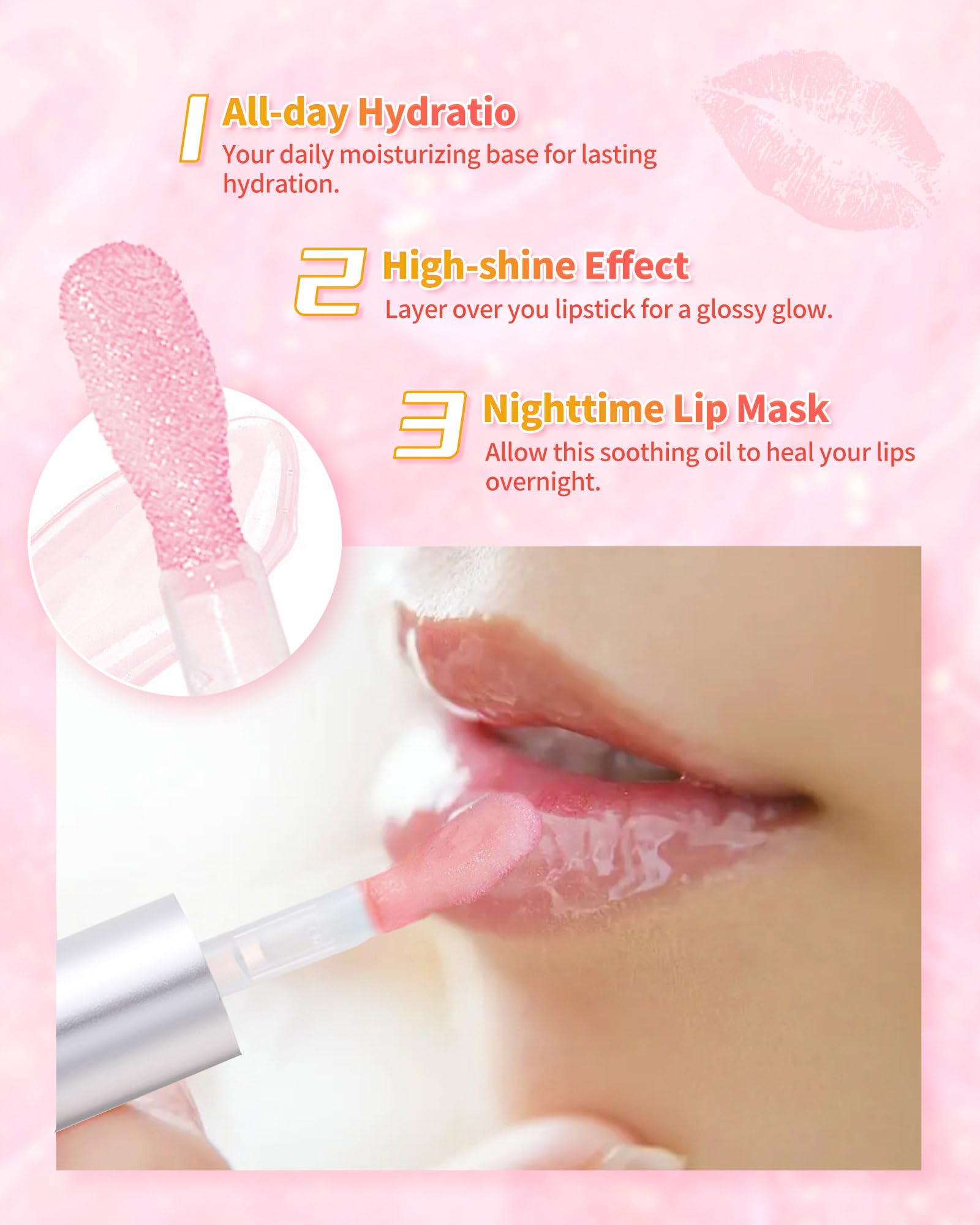 SUMEITANG lip oil set application on lips for quick glow and smooth feel.