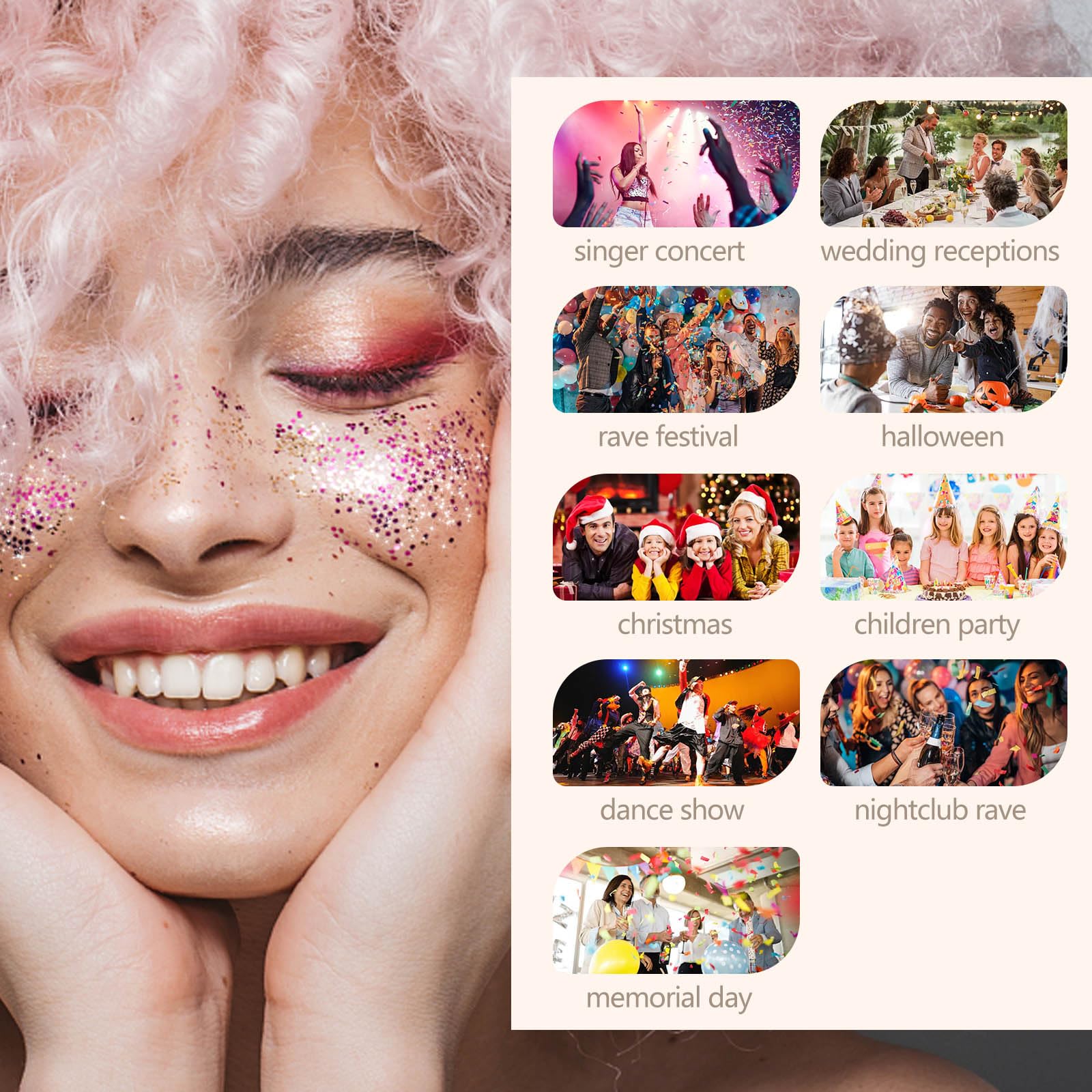 SUMEITANG pink glitter gel mermaid-shine enhances festival photography