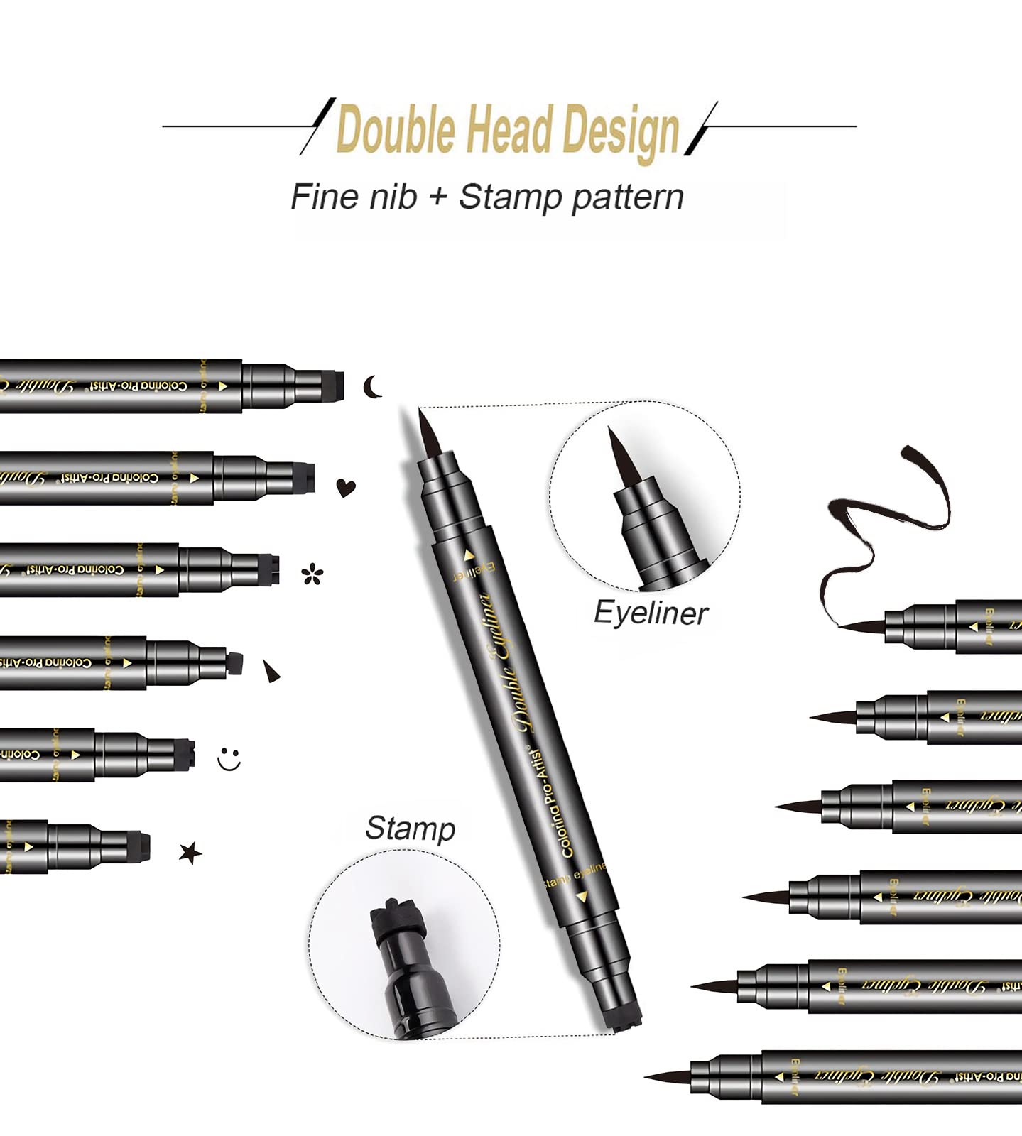 SUMEITANG triangle stamp eyeliner for edgy, quick decoration