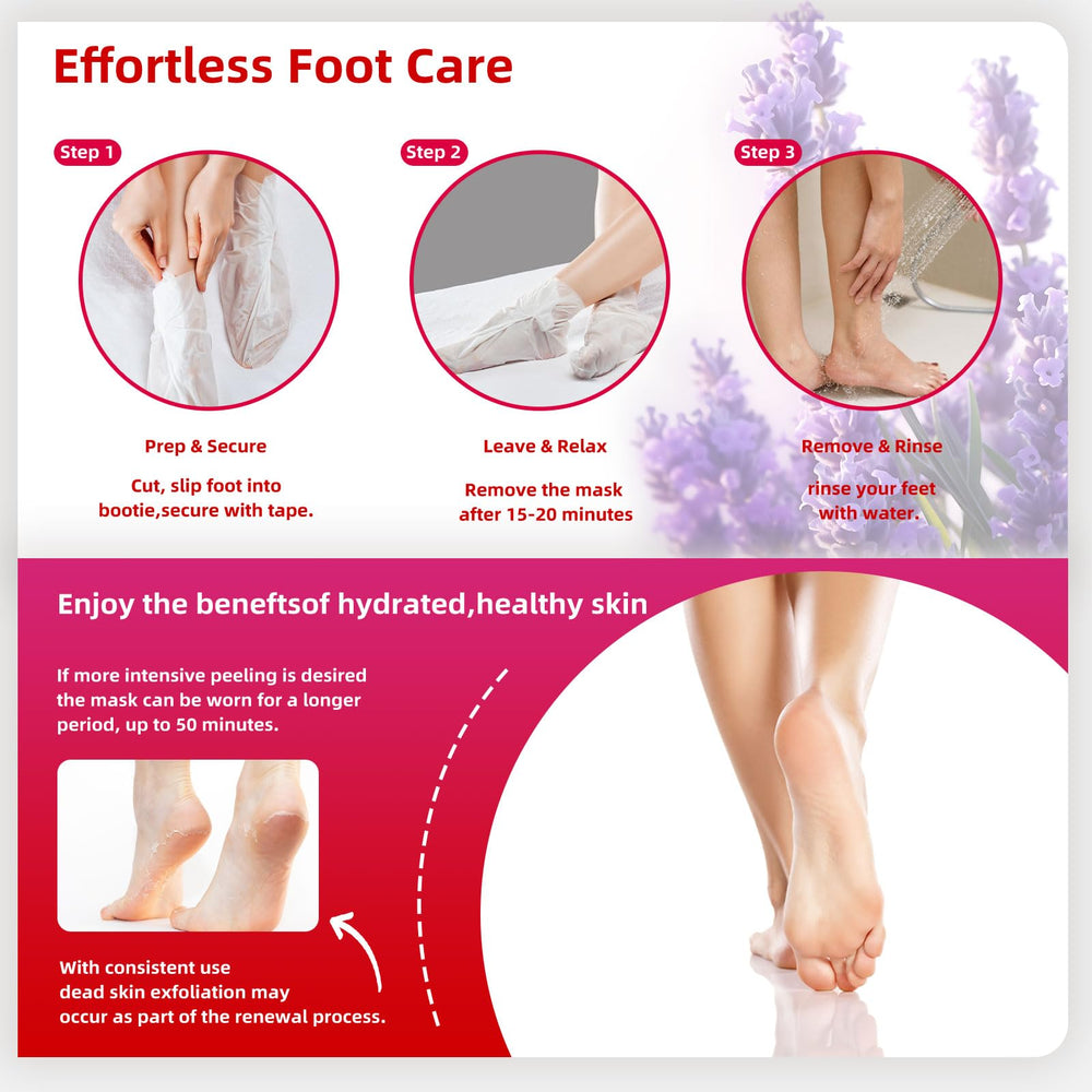 Sumetact Foot Peel Mask lavender aroma suggests relaxing spa-like experience.