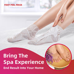 Sumetact Foot Peel Mask on feet demonstrates easy at-home treatment.