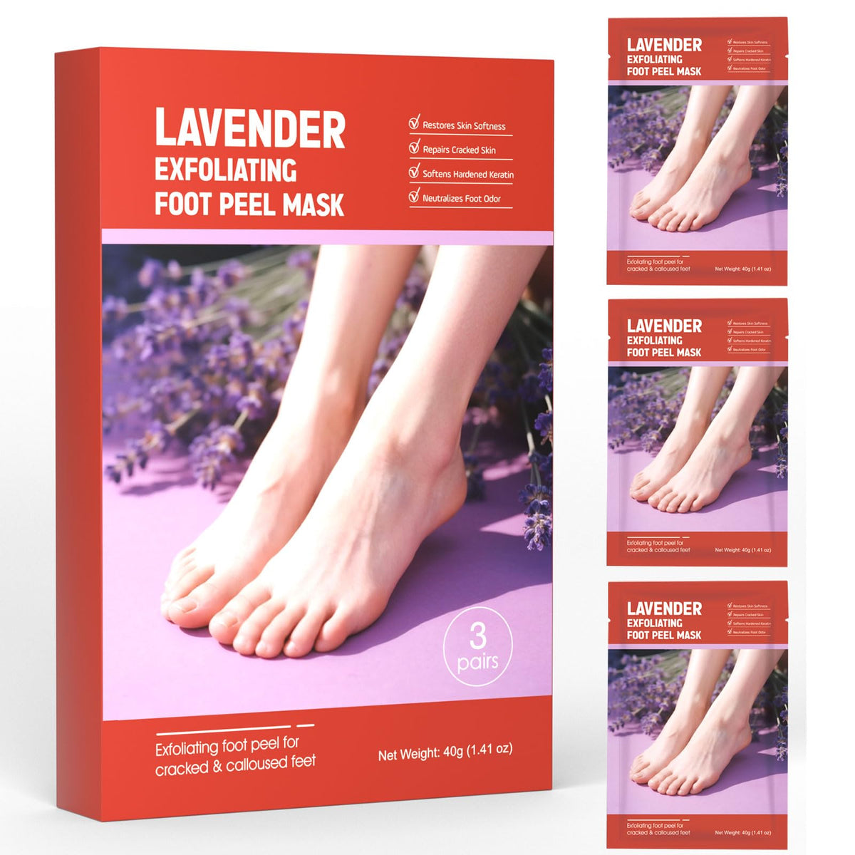 Sumetact Foot Peel Mask packaging shown for convenient at-home care.