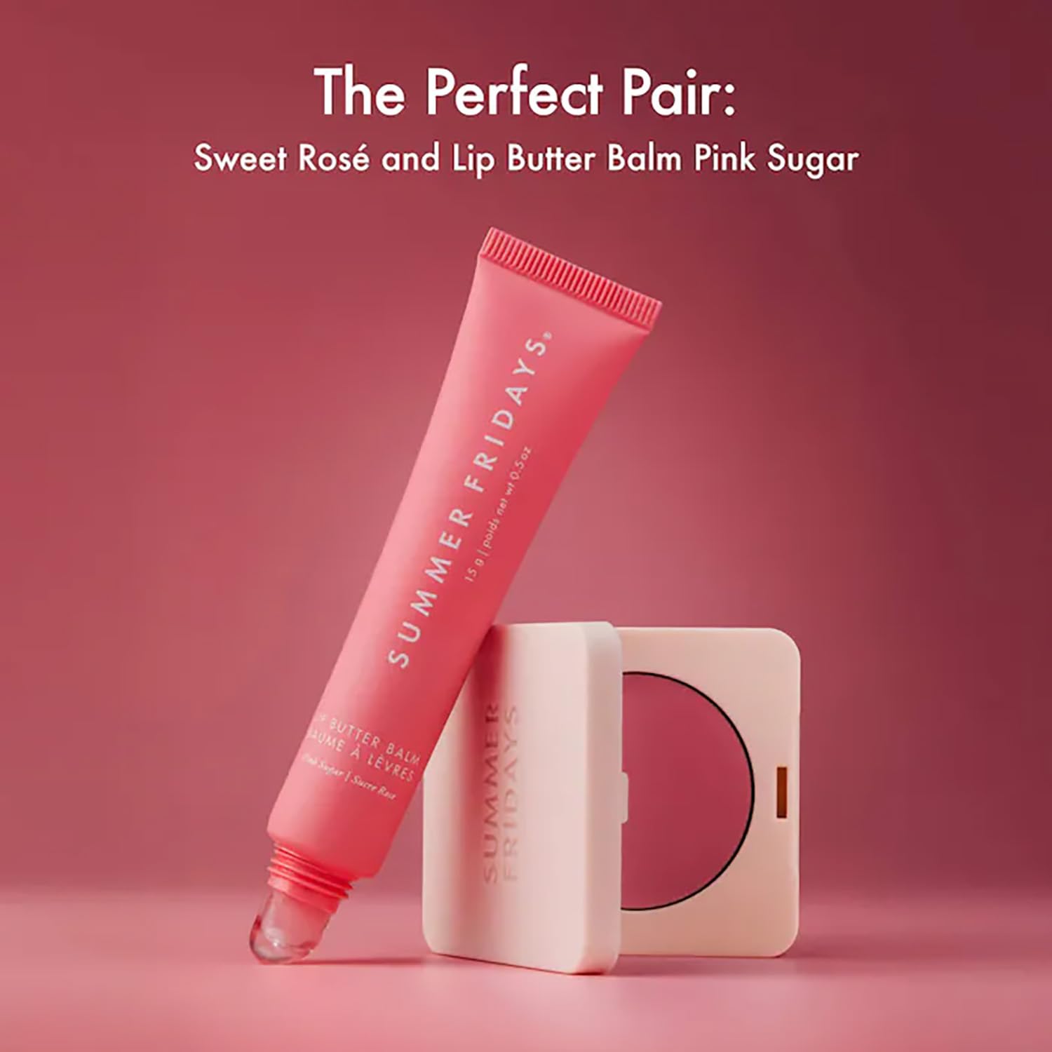 Summer Fridays Blush Butter Balm ingredients display with ceramides and shea benefits.