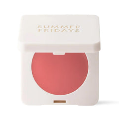 Summer Fridays Blush Butter Balm soft strawberry tube shows dewy color on skin