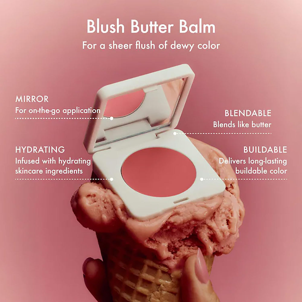 Swirl on cheek with Summer Fridays Blush Butter Balm for radiant dew