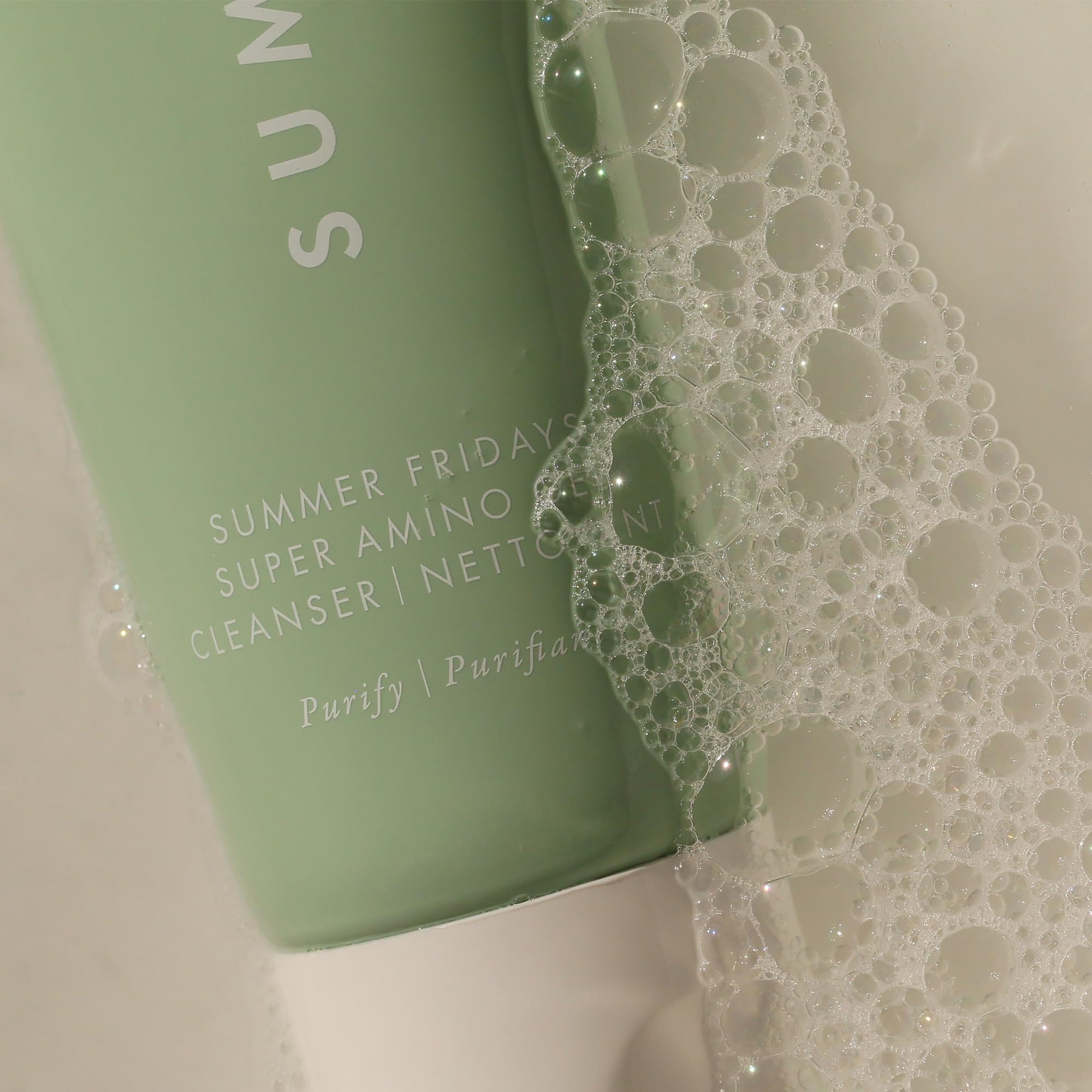 Gentle daily cleansing with Summer Fridays Super Amino Gel Cleanser for refreshed skin