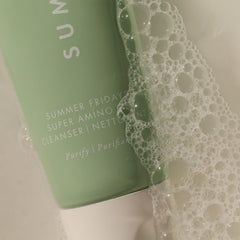Gentle daily cleansing with Summer Fridays Super Amino Gel Cleanser for refreshed skin