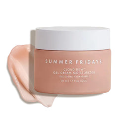 Summer Fridays Cloud Dew bottle closeup showing a hydrating gel texture for plump skin.