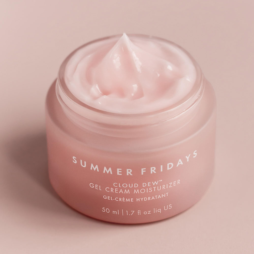 Summer Fridays Cloud Dew shelf-packaging highlights premium skincare routine inclusion.