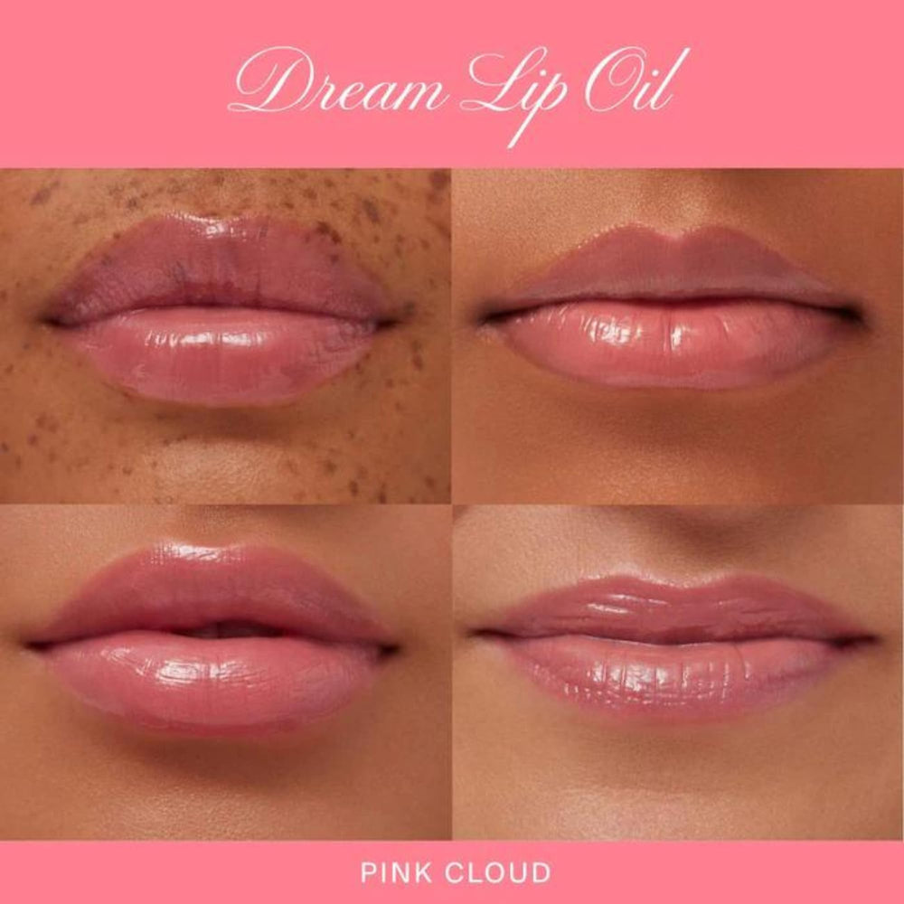 Close-up of Dream Lip Oil on lips highlighting deep moisture.