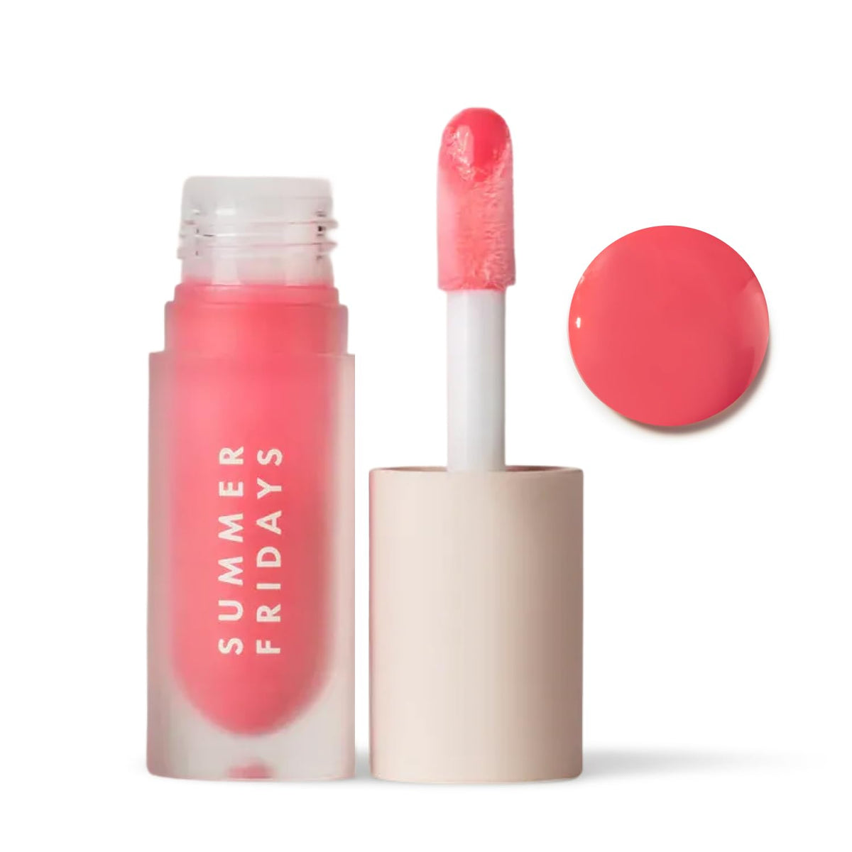 Summer Fridays Dream Lip Oil Pink Cloud bottle with high-shine hydration.
