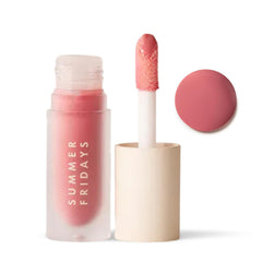 Summer Fridays Dream Lip Oil bottle with rose bud shade provides a high shine finish.