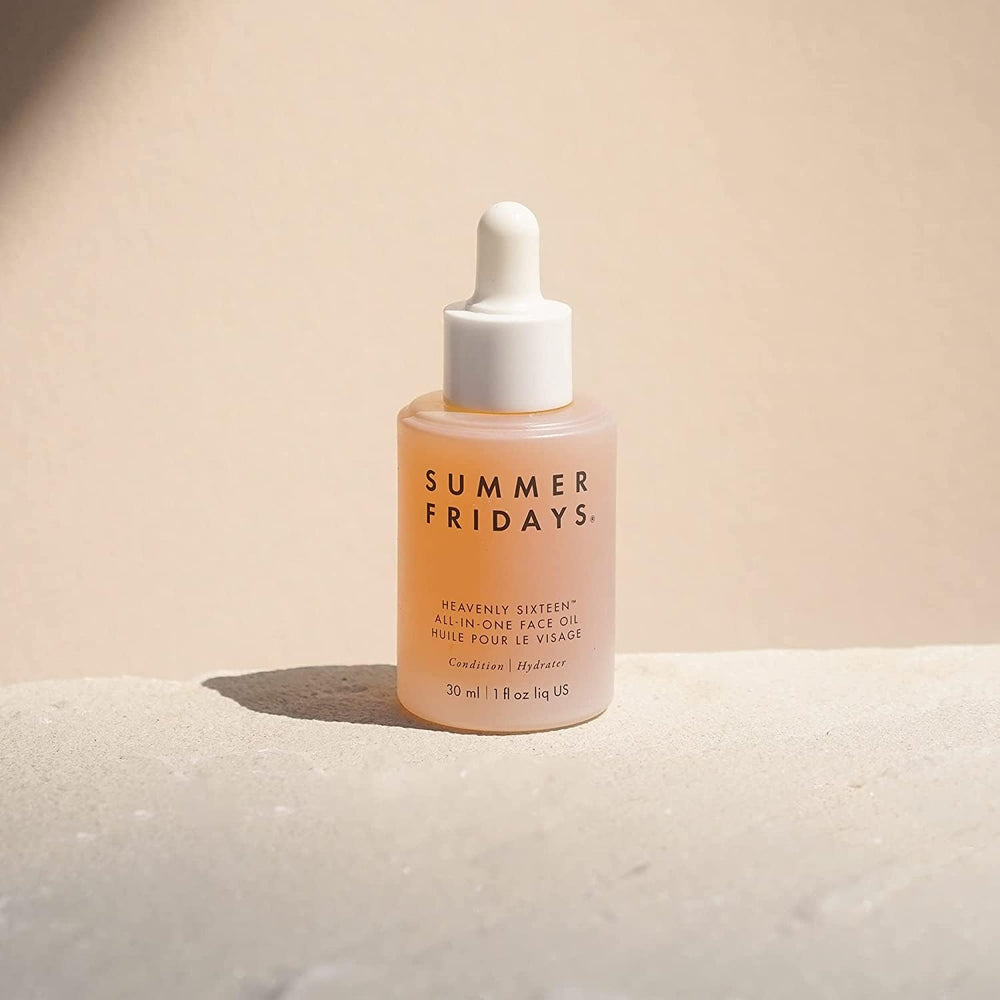 Summer Fridays Heavenly Sixteen dropper releasing silky oil for quick moisture.