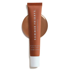 Summer Fridays Iced Coffee tinted lip balm swatch showing subtle moisture and shine.
