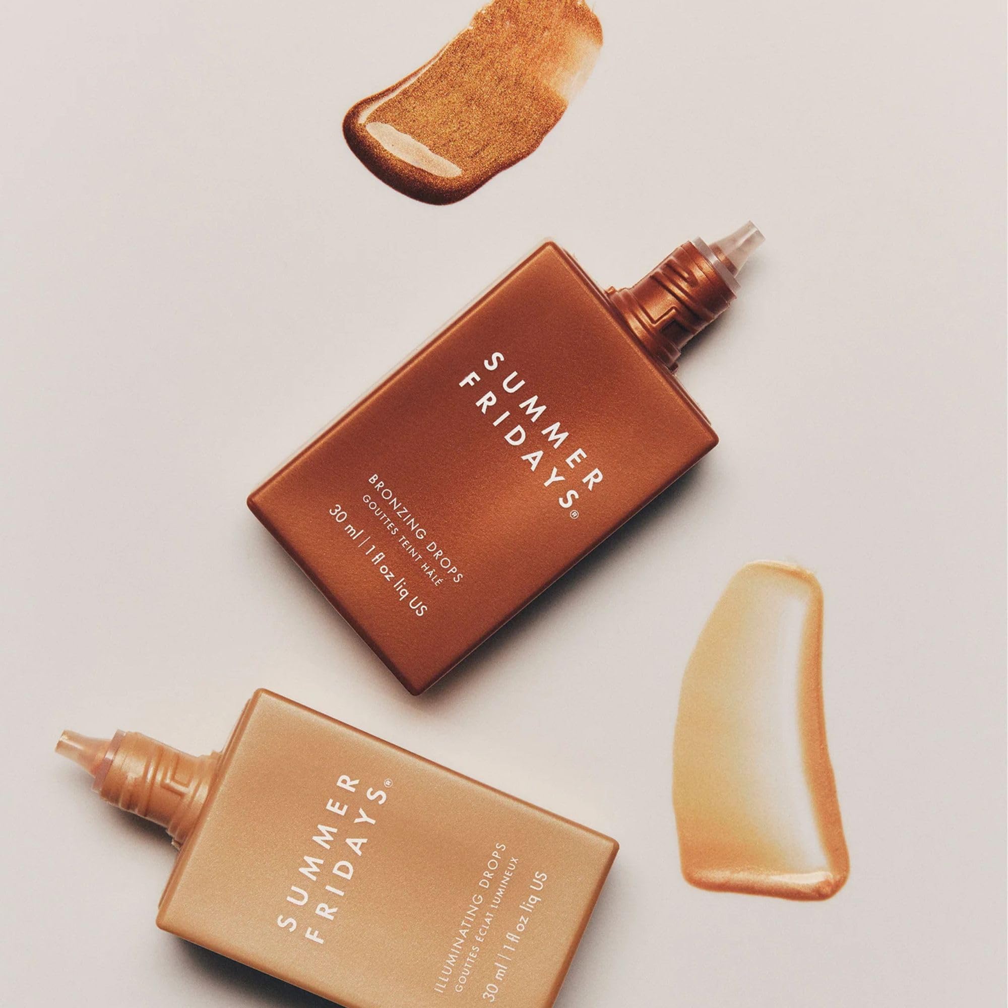 Bare face with Summer Fridays Illuminating Drops for natural glow