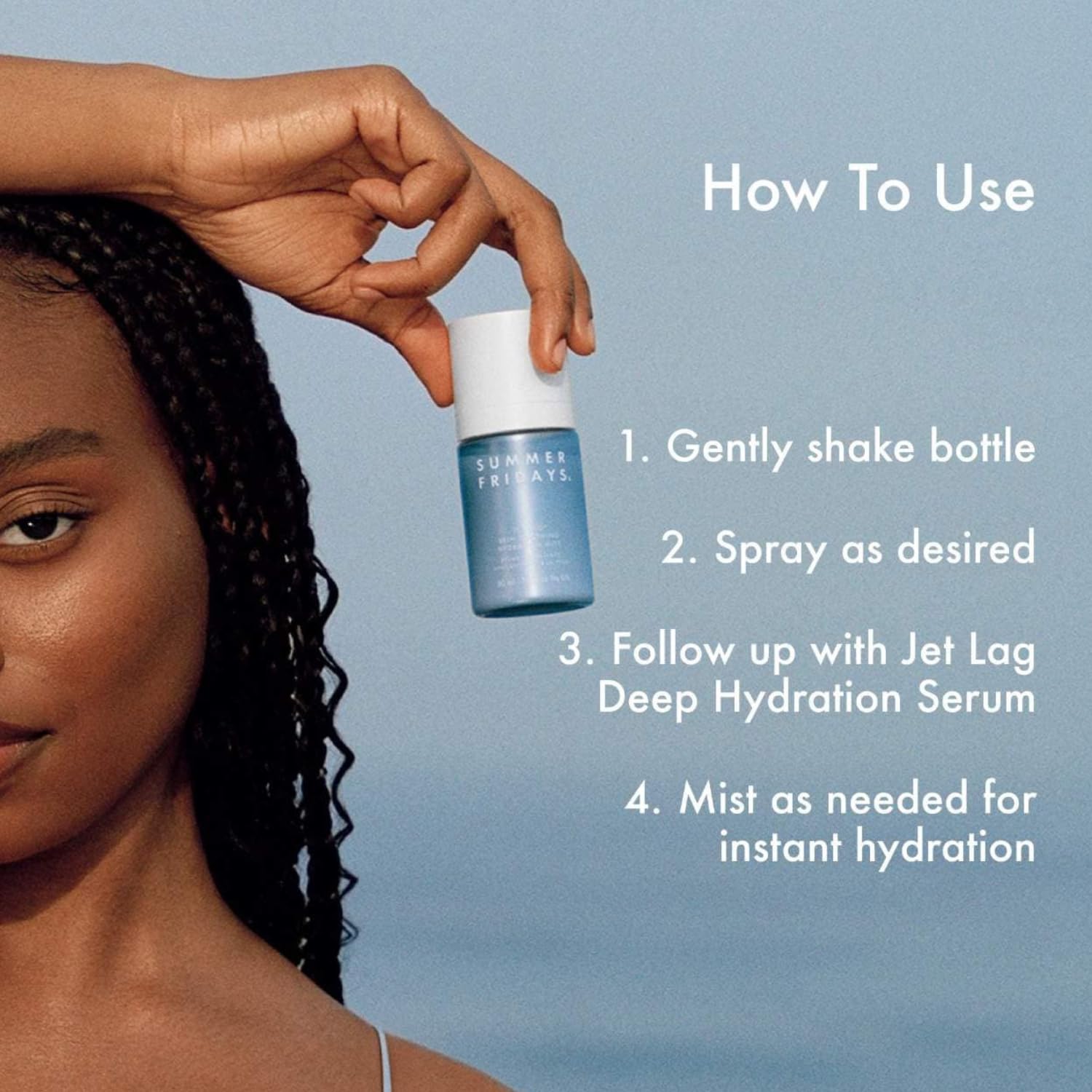 Summer Fridays Jet Lag Mist antioxidant complex supports skin protection while hydrating.