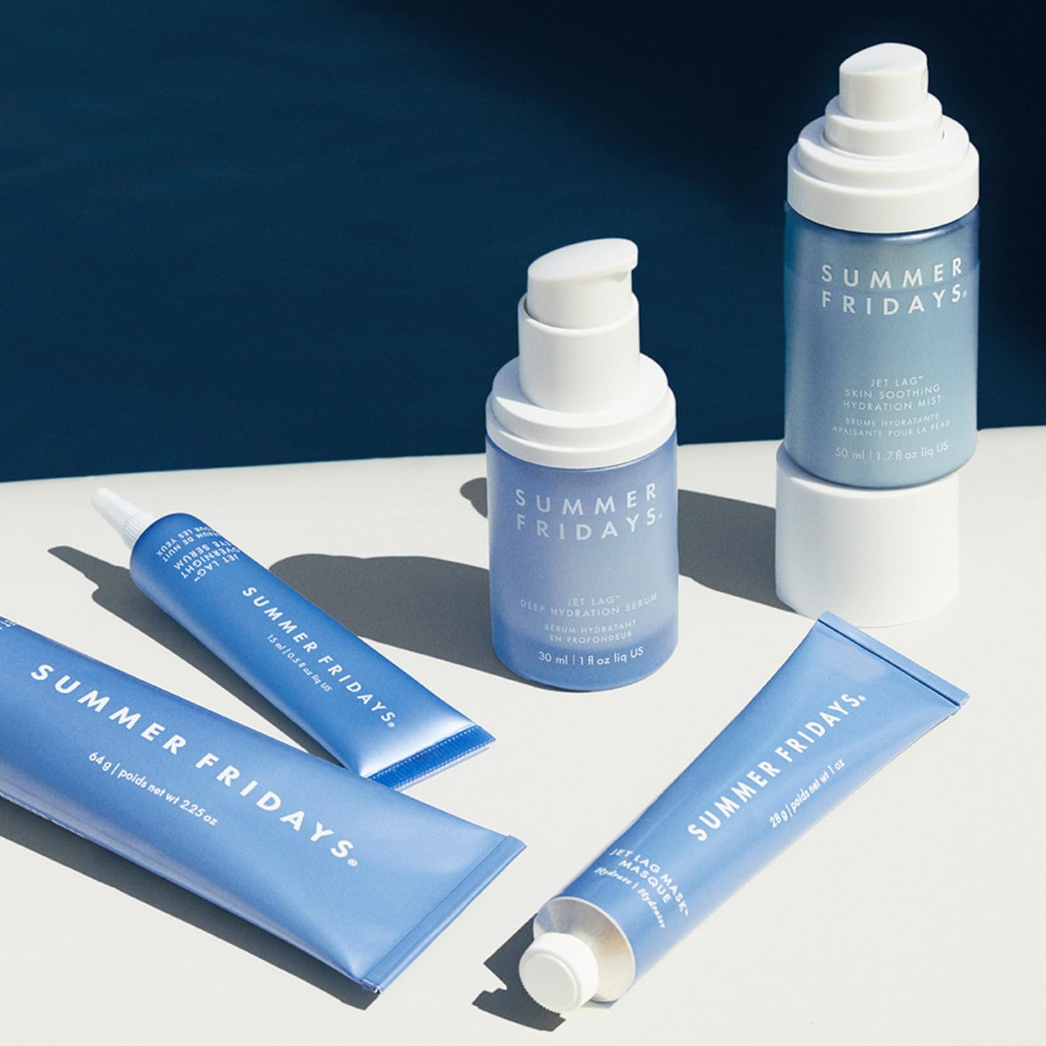 Summer Fridays Jet Lag Mist cucumber extract and green tea soothe senses.