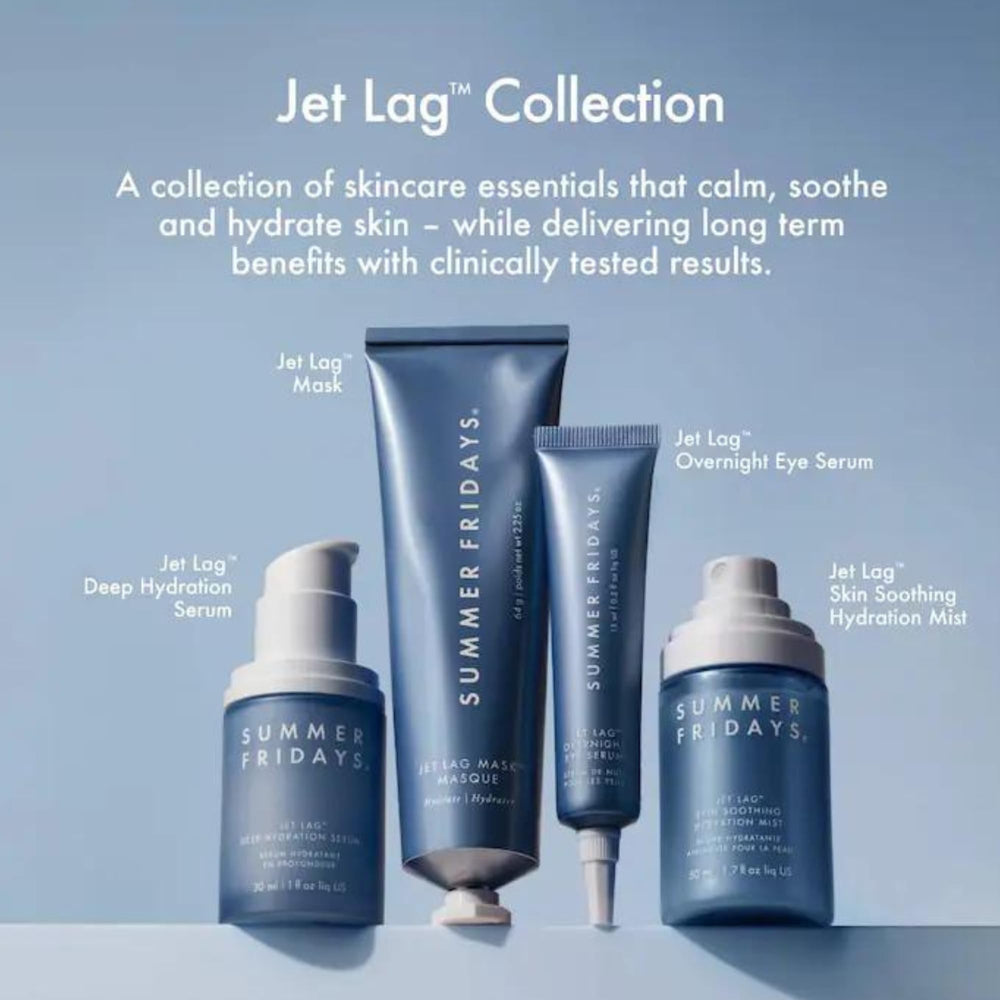 Summer Fridays Jet Lag Mist packaging design evokes a calming skincare ritual.