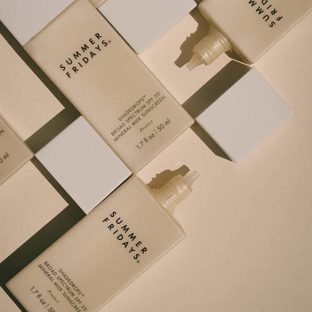 Summer Fridays ShadeDrops SPF 30 protects from UVA/UVB rays with mineral sunscreen.