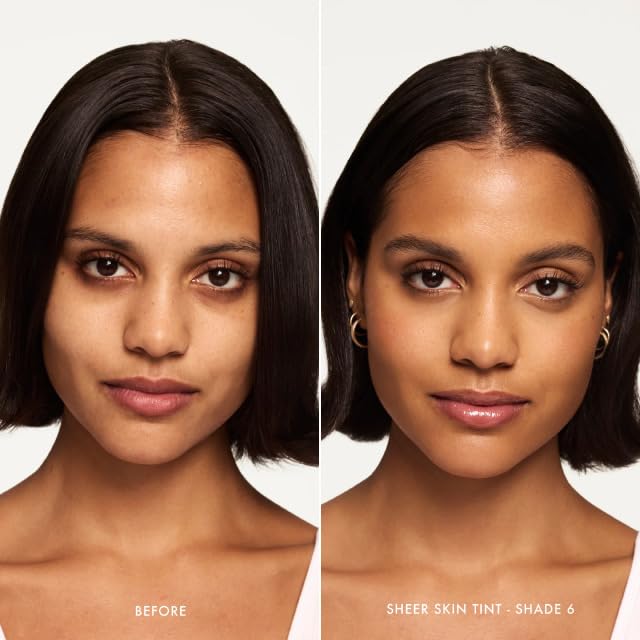 Summer Fridays Sheer Skin Tint swatch on cheek shows sheer coverage