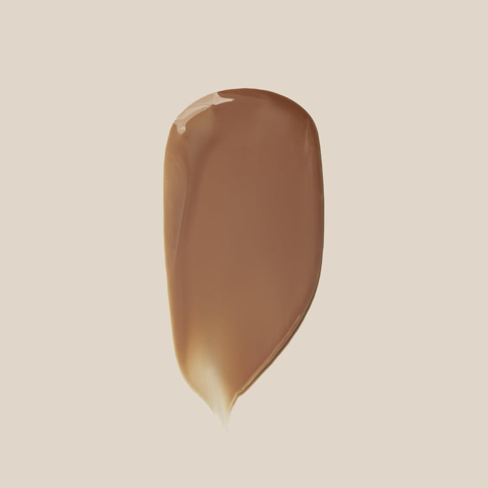 Swatches of Shade 5 reveal warm neutral undertones for medium skin tones.
