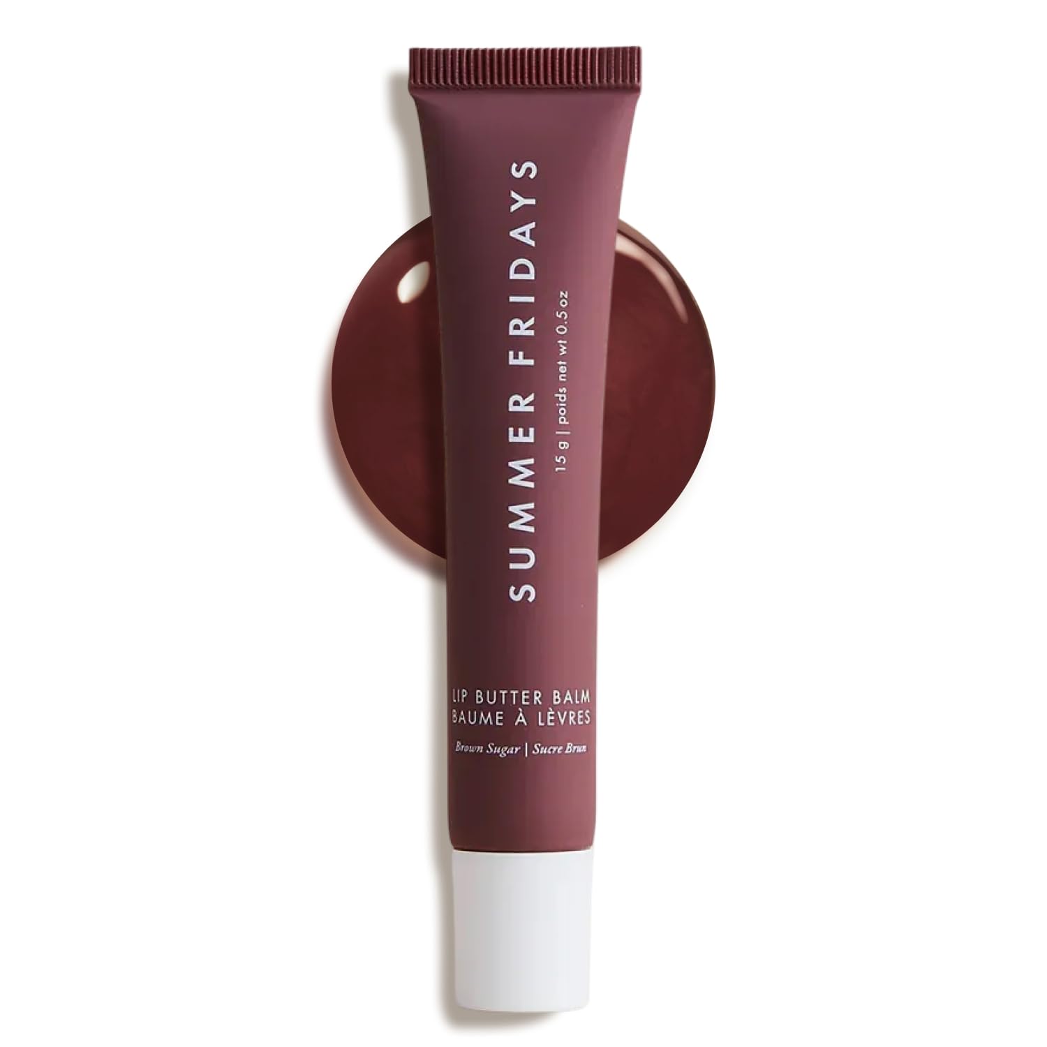 Summer Fridays tinted lip butter Brown Sugar application delivers instant moisture and subtle shine.