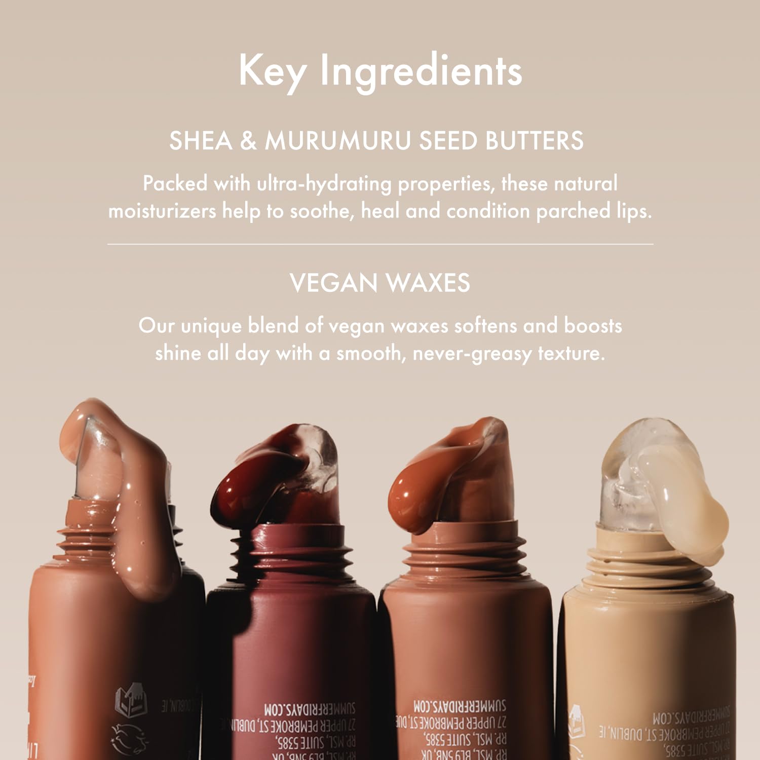 Shine and hydration with Summer Fridays Brown Sugar lip balm on lips.