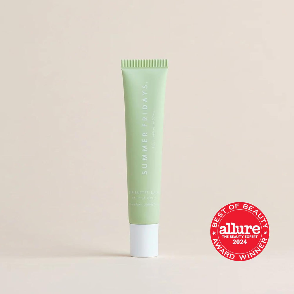 Summer Fridays Tinted Lip Butter Balm on lips delivering conditioning and shine