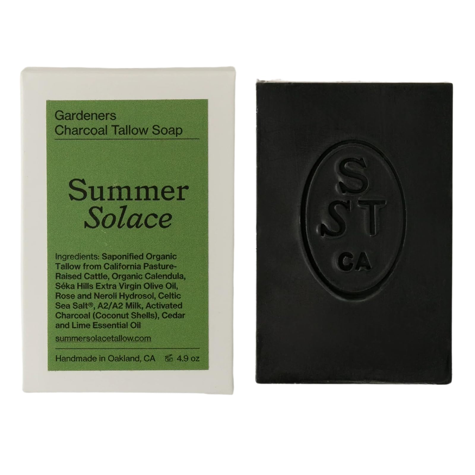 Summer Solace Tallow activated charcoal bar for deep cleansing after outdoor work