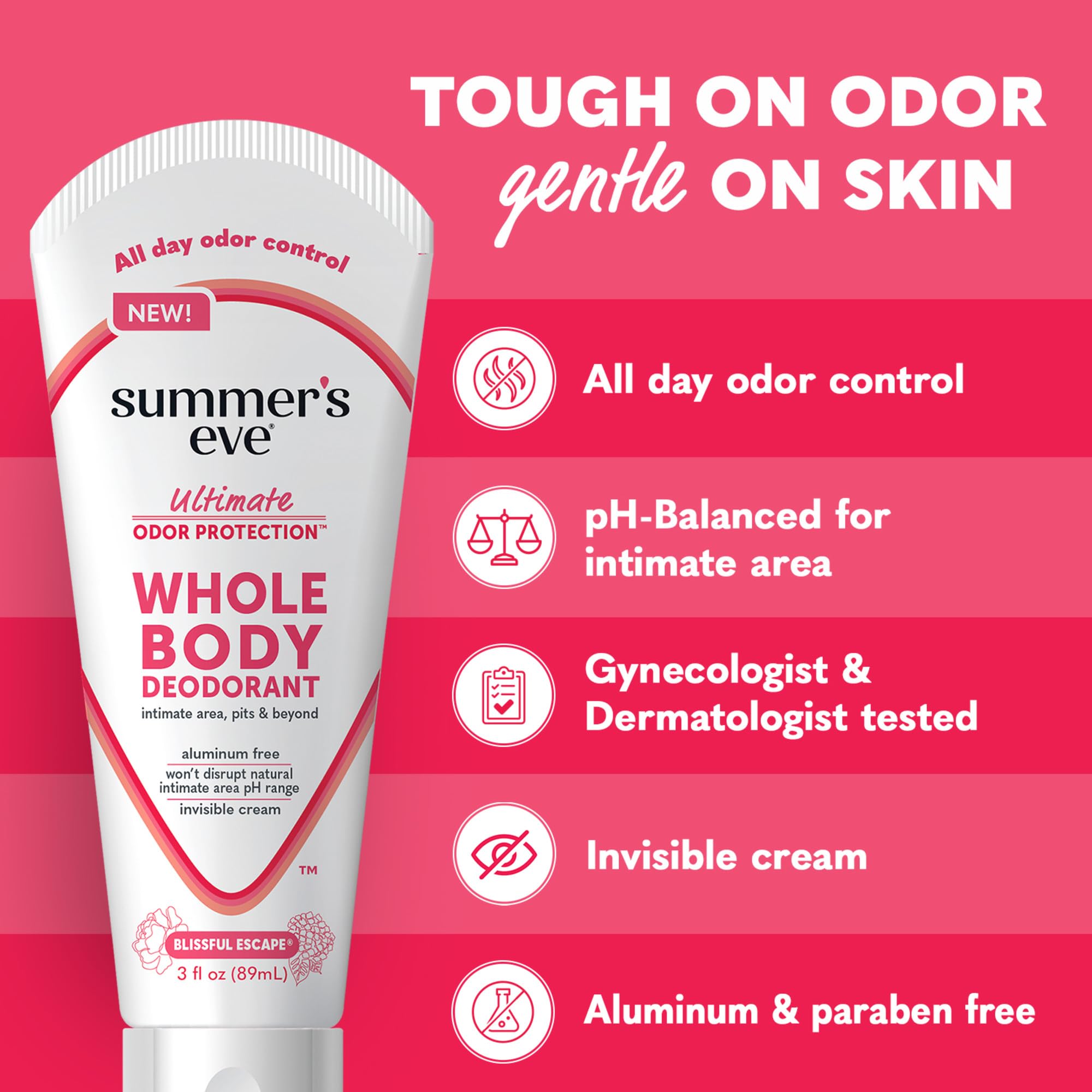 Summer's Eve fruit-floral-berry scent adds a refreshing everyday feel.