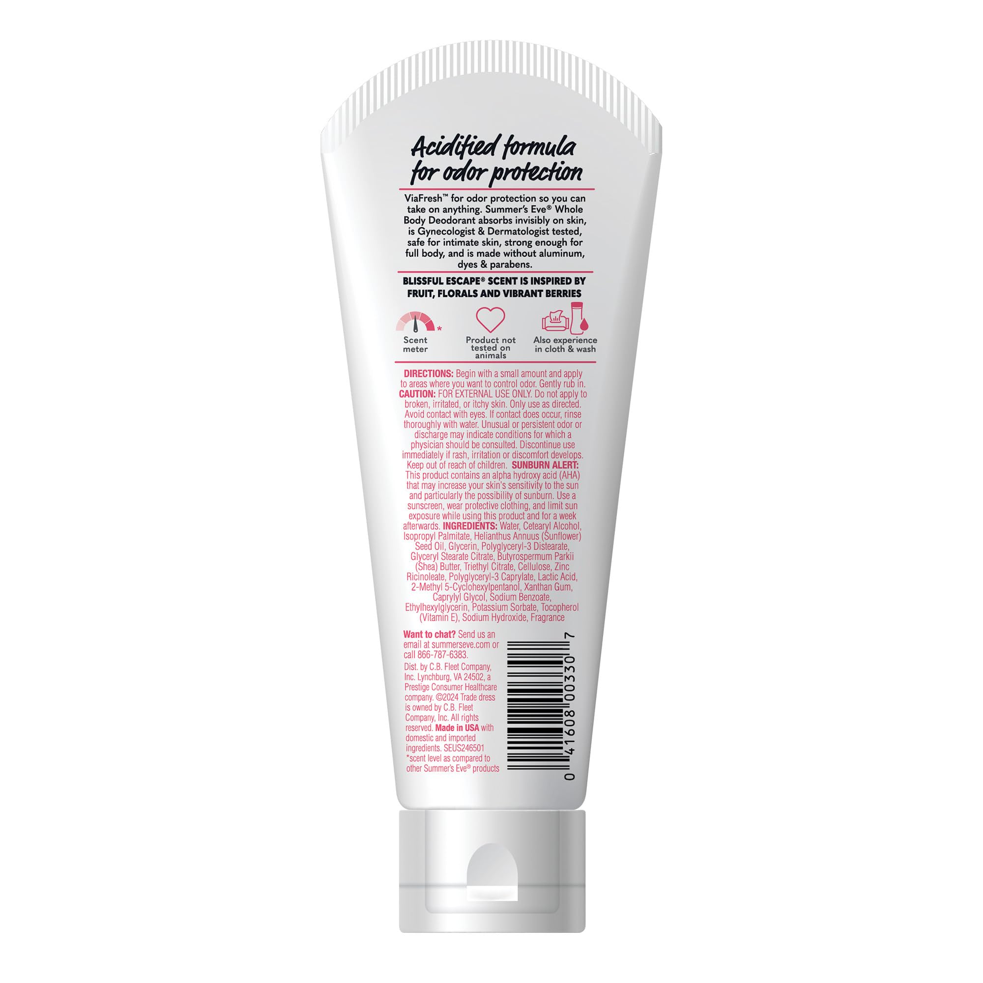 Summer's Eve multi-area use supports safe application on multiple skin zones.