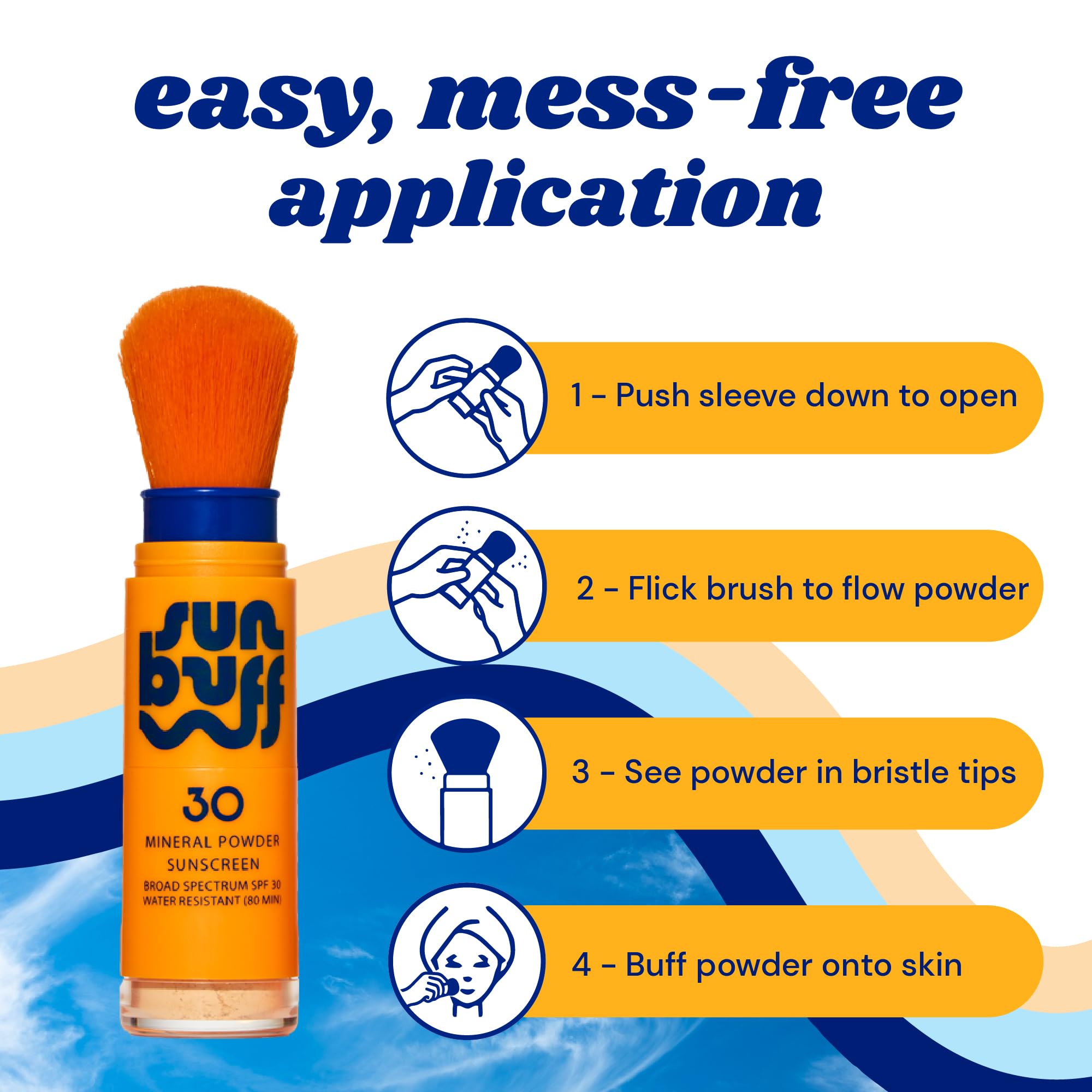 Sun Buff water-resistant formula lasts through swimming and outdoor activities