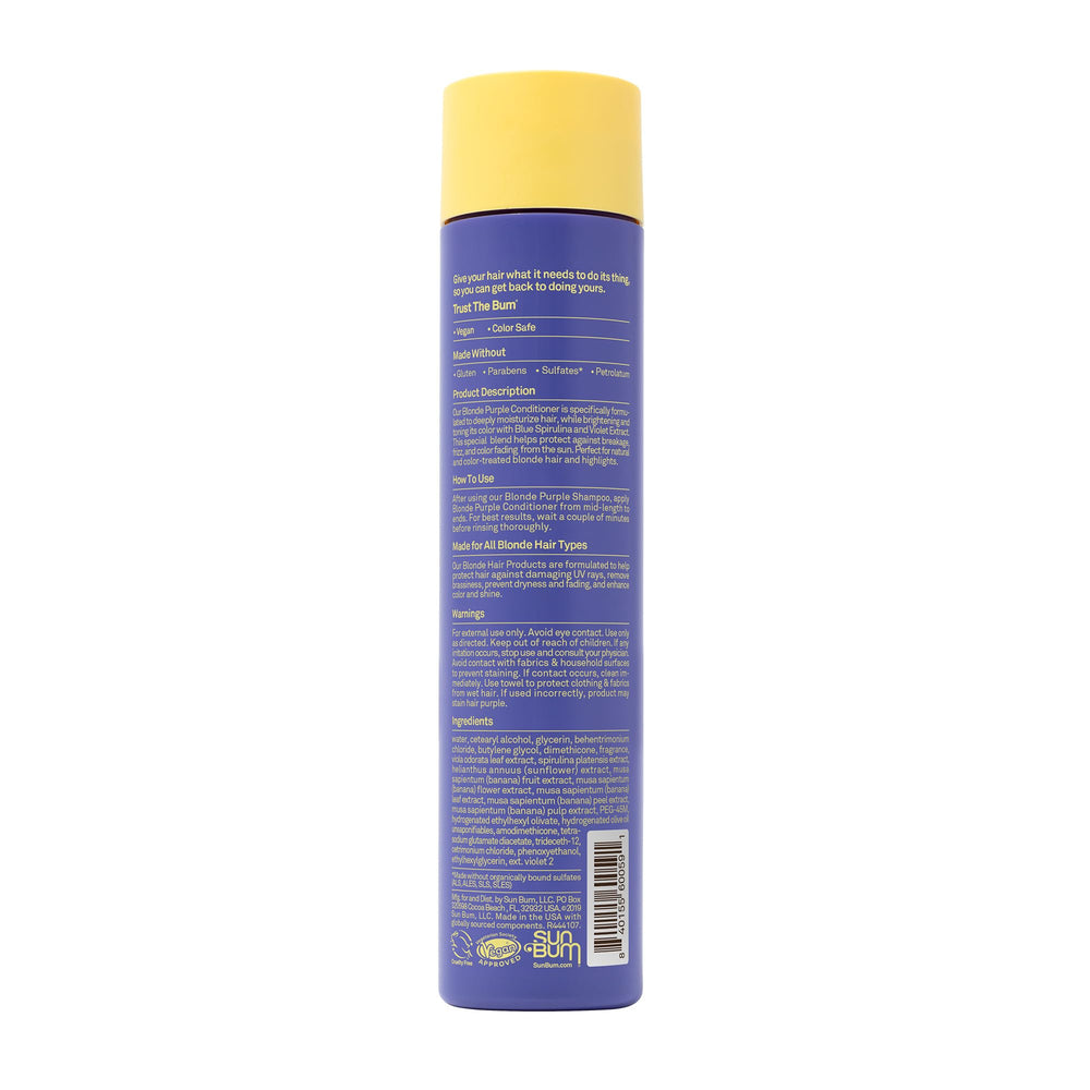 Sun Bum Blonde Purple Conditioner applied and left on briefly for extra softness.