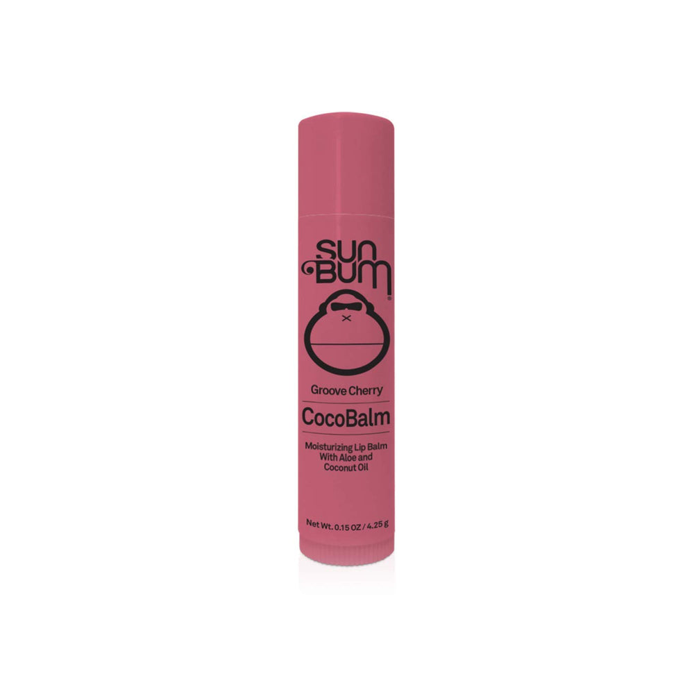 Sun Bum CocoBalm Groove Cherry tube featuring fruity flavor and moisture.