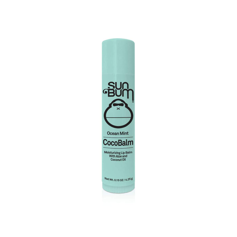 Sun Bum CocoBalm Pinacolada tube close-up highlighting tropical lip nourishment.