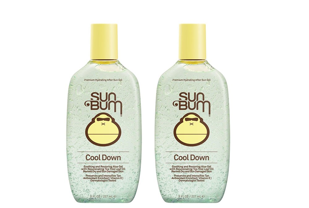 Sun Bum Cool Down gel bottle soothing sun-exposed skin for quick relief