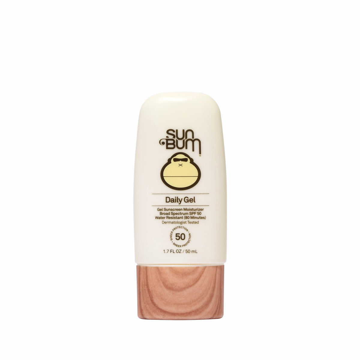 Sun Bum Daily SPF 50 Clear Gel on face delivers a velvety matte finish for daily protection.