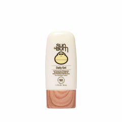 Sun Bum Daily SPF 50 Clear Gel on face delivers a velvety matte finish for daily protection.