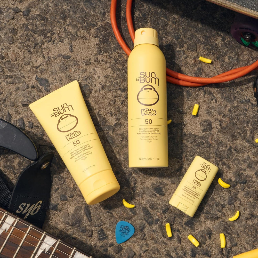 Sun Bum Kids SPF 50 Clear Lotion features vitamin E for skin nourishment.