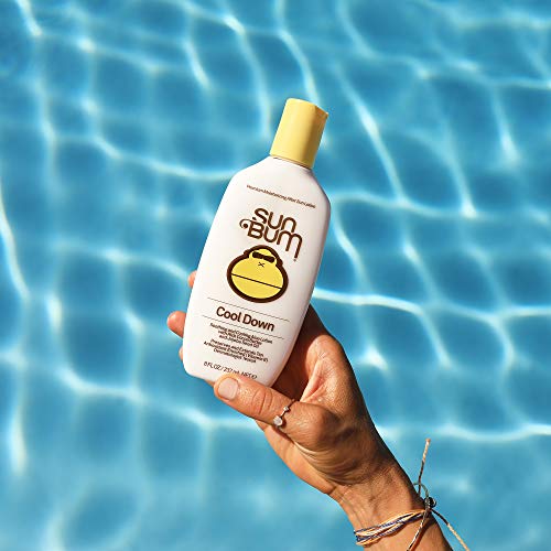 Sun Bum lotion being applied to sun-kissed skin for instant relief