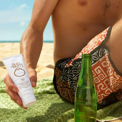 Close-up of Sun Bum mineral sunscreen texture, light and non-greasy.