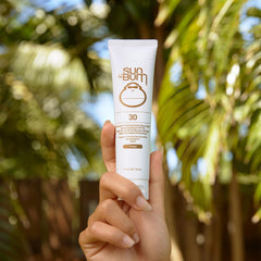Sun Bum Mineral SPF 30 tinted sunscreen matte finish on skin.