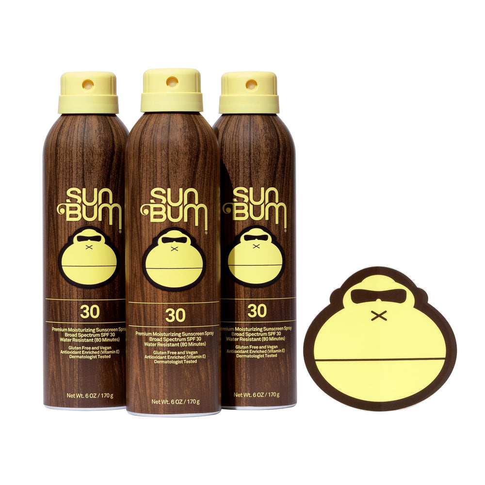 Sun Bum Original Moisturizing Sunscreen Spray SPF 30 bottle, broad protection and moisturizing feel.