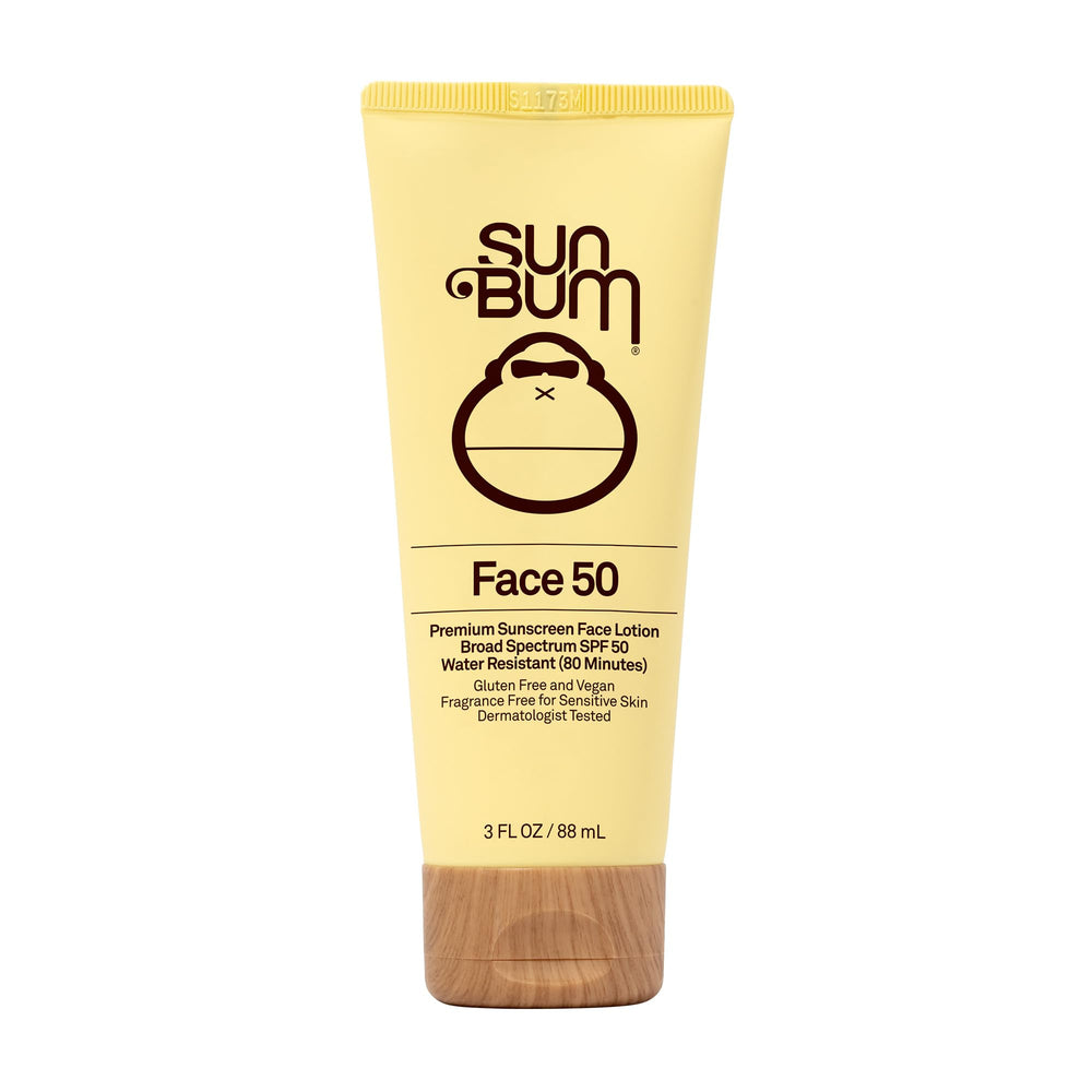 Sun Bum Original SPF 50 face lotion bottle showing fragrance-free protection