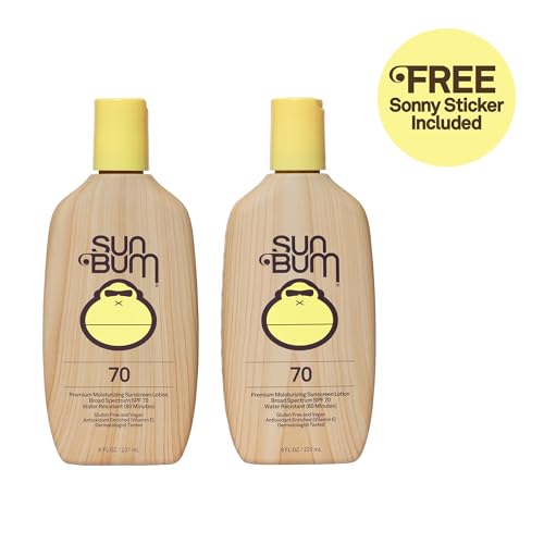 Sun Bum Original SPF 70 lotion label close-up highlighting reef-friendly formula.