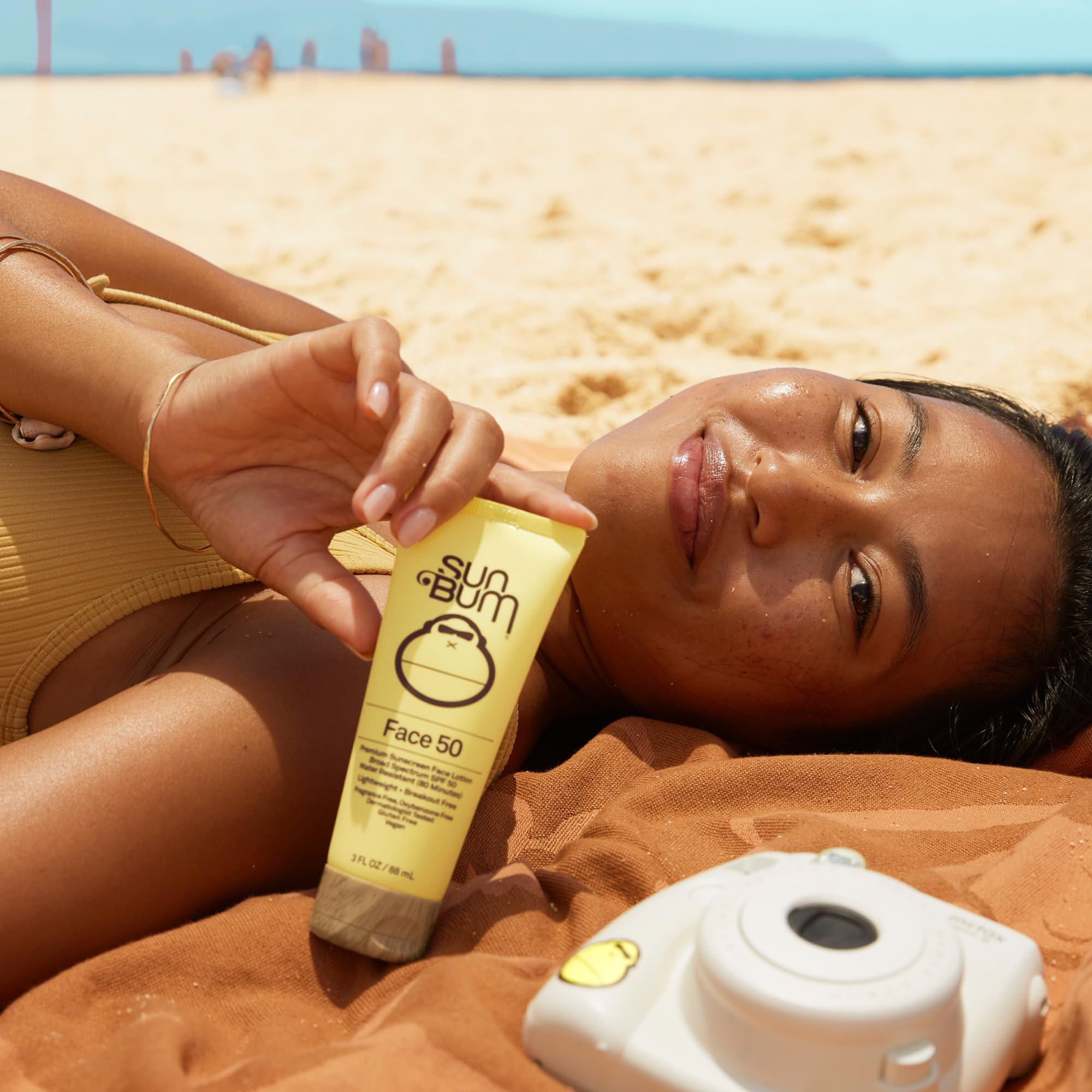 Reef-friendly packaging for Sun Bum SPF 50 face lotion with reef act compliance